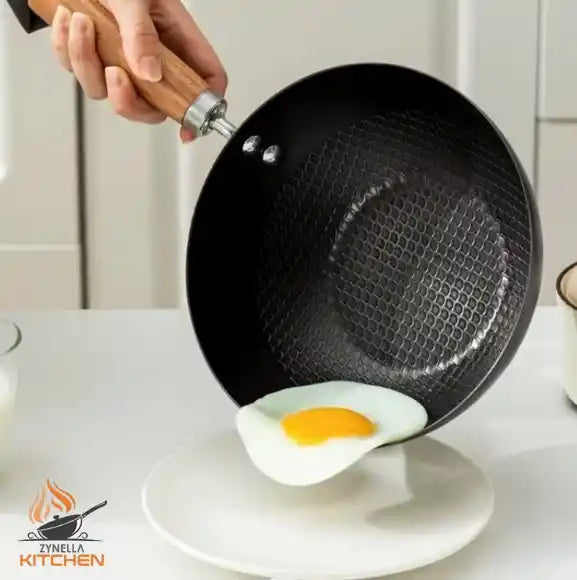 Zynella 20/24cm Non-Stick Cast Iron Wok – Small Household Frying Pan