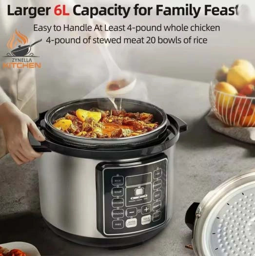6L Multifunction Electric Pressure Cooker & Rice Cooker