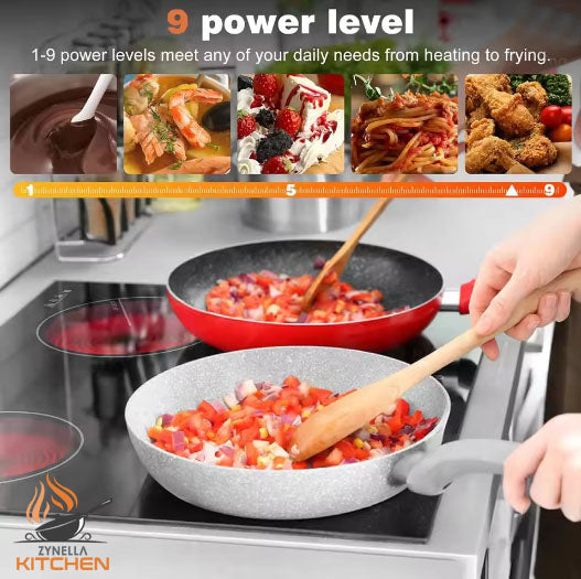 Zynella 60cm 4-Zone Ceramic Hob, Touch Slider Control, 6000W, Built-in, Safety Lock, Hardwired