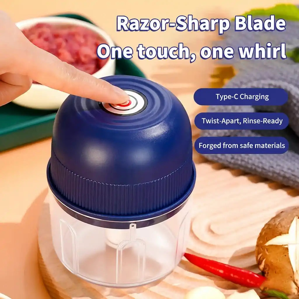 Zynella USB Mini Electric Food Chopper – 260ML 3-Blade Portable Grinder