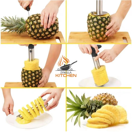 Pineapple Cutter Stainless Steel – Spiral Rotary Peeler, Core Separator & Extractor