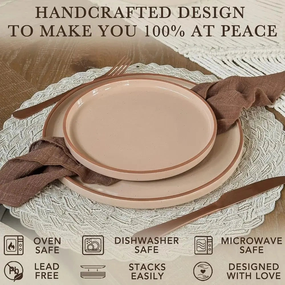 Zynella 6-Piece 10.5 Inch High Rim Dinner Plates Set