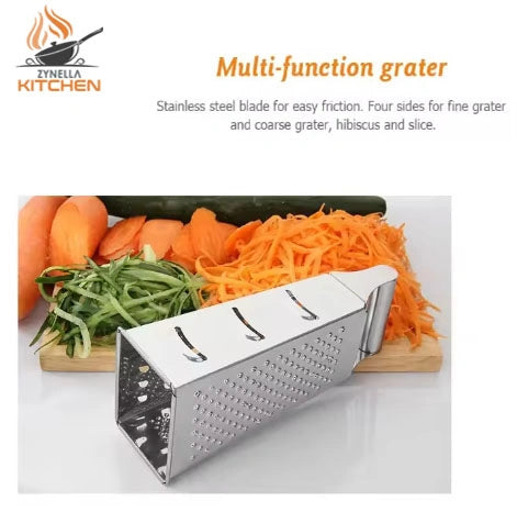 Stainless Steel 4-Sided Box Grater – Multipurpose Vegetable & Cheese Cutter