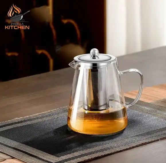 Zynella High Borosilicate Glass Teapot with Stainless Steel Infuser