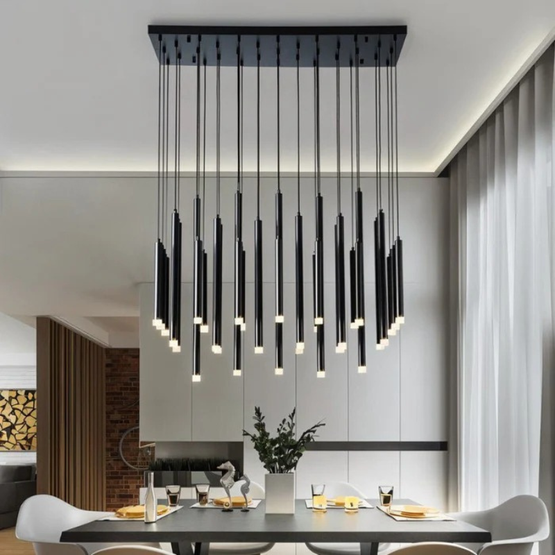 Zynella Linear LED Chandelier – Modern Gold Dining Room Ceiling Light