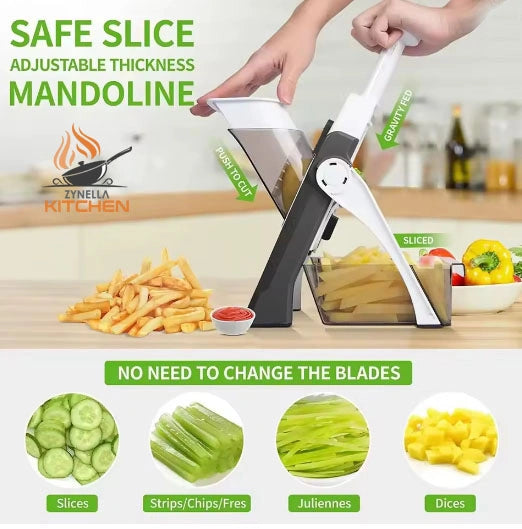 Multifunctional Vegetable Cutting Machine – 5-in-1 Manual Food Chopper & Slicer