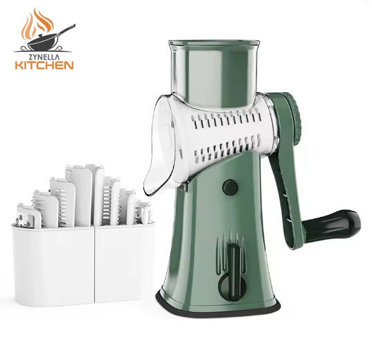 5-in-1 Rotary Cheese Grater & Vegetable Slicer – Mandoline, Julienne, Waffle Cutter & Nut Chopper