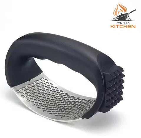 Stainless Steel Garlic Press Rocker – Easy-Squeeze Mincer with Peeler & Cleaning Brush