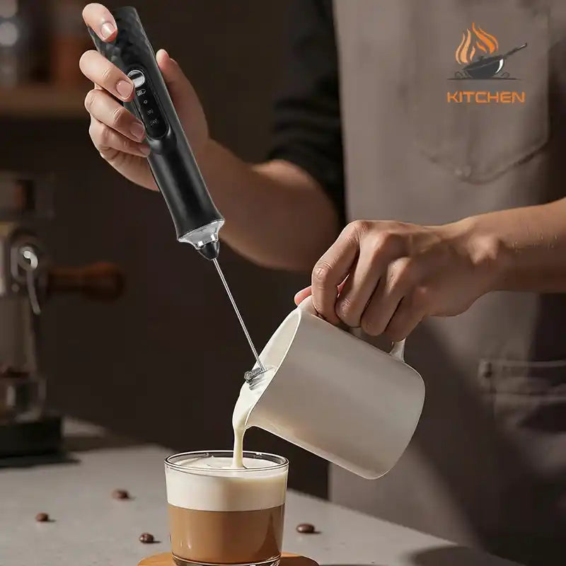 Zynella 3-in-1 Electric Handheld Milk Frother with Stand