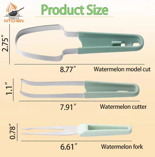 3-in-1 Watermelon Fork Slicer Cutter – Stainless Steel Fruit Cutting Tool