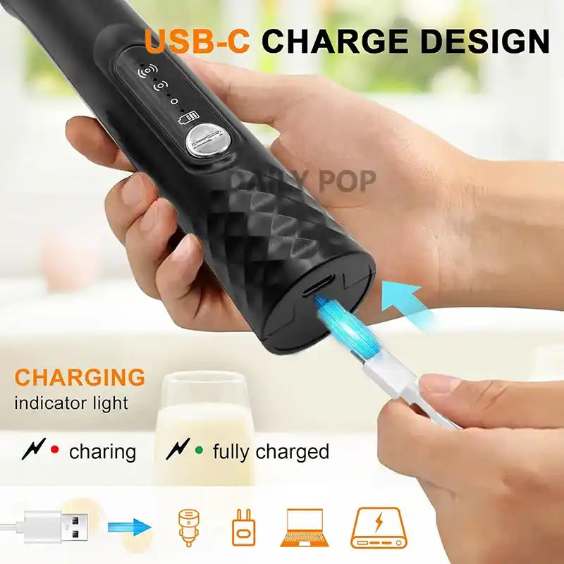 Zynella 3-in-1 Electric Handheld Milk Frother with Stand
