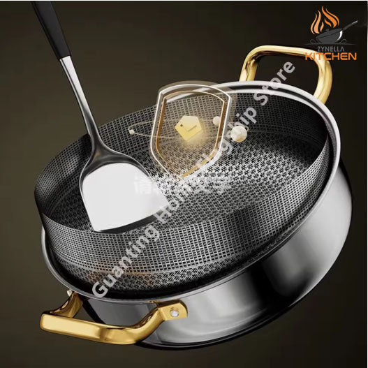 Zynella Honeycomb Stainless Steel Wok Pot