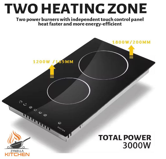 Zynella 2-Zone Built-In Ceramic Hob Black Glass