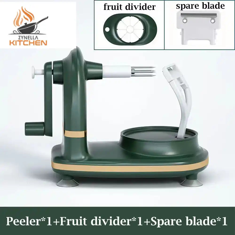 Zynella Hand-Crank Fruit Peeler – Multifunctional Apple & Pear Slicer