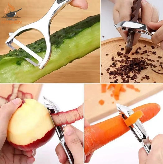 Stainless Steel Vegetable Peeler Set – Flat & Y-Shaped Multifunctional Peelers