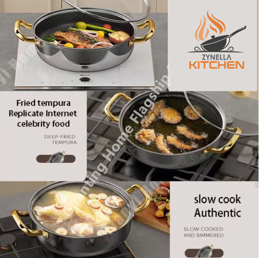 Zynella Honeycomb Stainless Steel Wok Pot