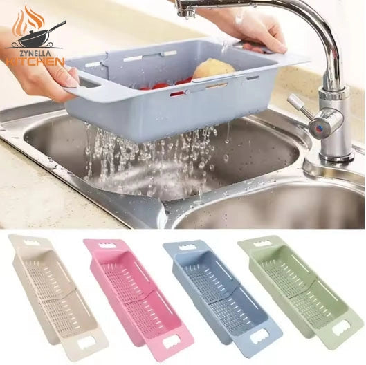 Kitchen Portable Adjustable Dish Drainer – Collapsible Sink Basket