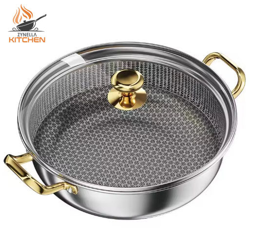 Zynella Honeycomb Stainless Steel Wok Pot