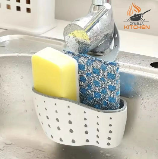 Sink Draining Hanging Basket – Adjustable Rubber Sink Bag, Soap & Sponge Holder for Kitchen & Bathroom