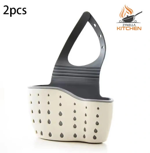 Sink Draining Hanging Basket – Adjustable Rubber Sink Bag, Soap & Sponge Holder for Kitchen & Bathroom