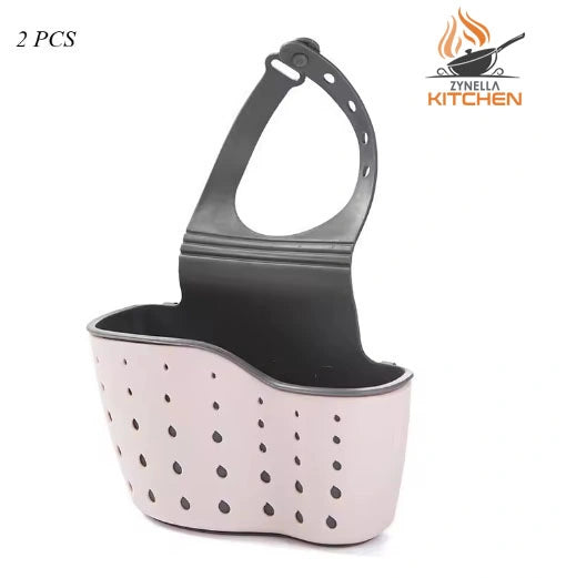 Sink Draining Hanging Basket – Adjustable Rubber Sink Bag, Soap & Sponge Holder for Kitchen & Bathroom