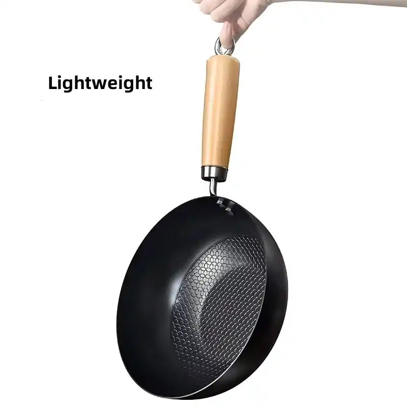Zynella 20/24cm Non-Stick Cast Iron Wok – Small Household Frying Pan