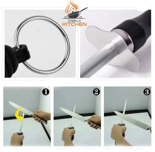 28 cm Professional Carbon Steel Knife Sharpener Rod – Durable Knife Grinder with ABS Handle