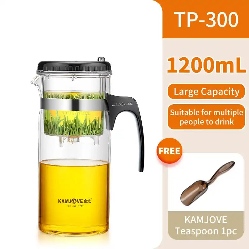 Zynella Heat-Resistant Glass Teapot with Built-In Filter – 1L