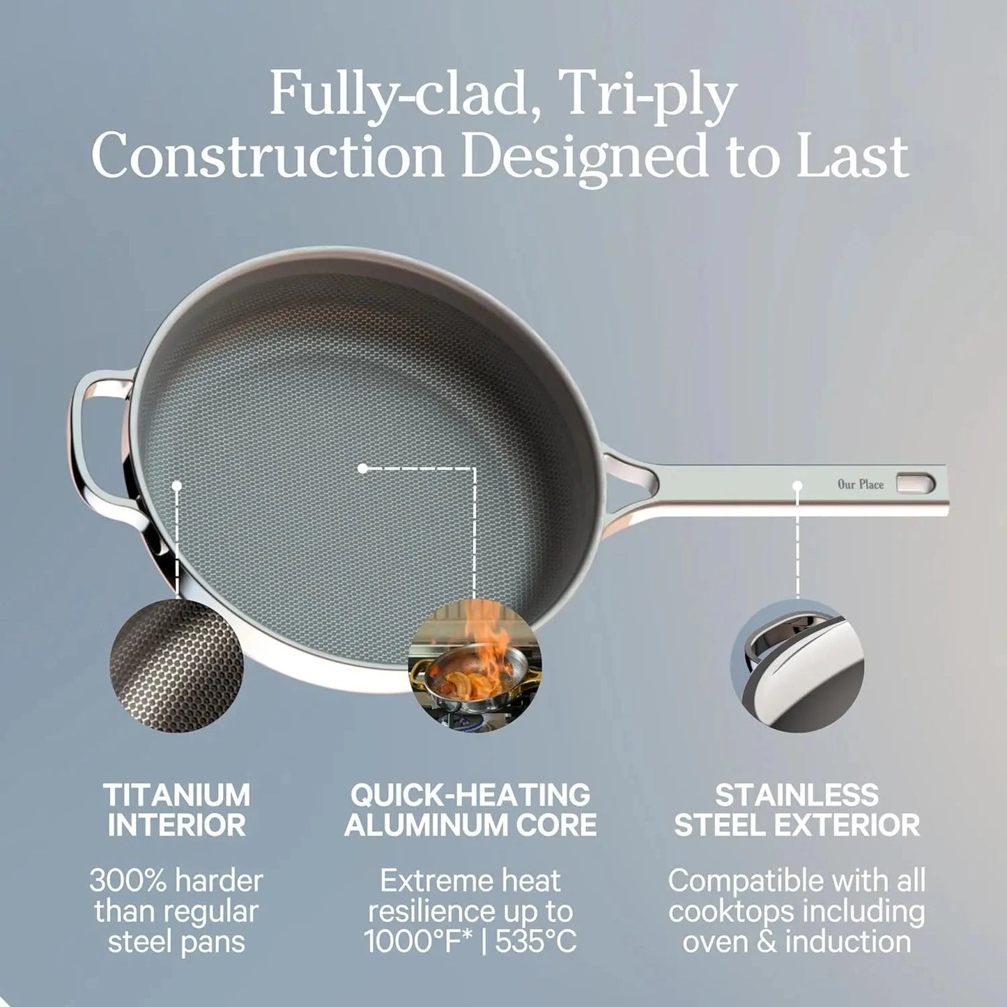 Titanium Sempre Pan Pro 10.6" Nonstick Skillet – PFAS-Free with Spatula