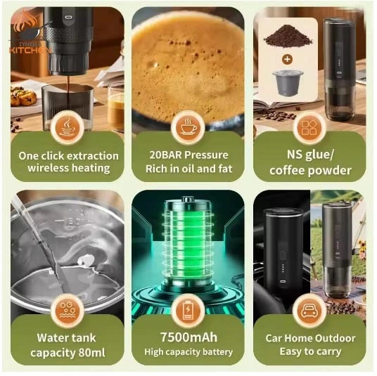 Zynella 3-in-1 Wireless Portable Espresso Machine
