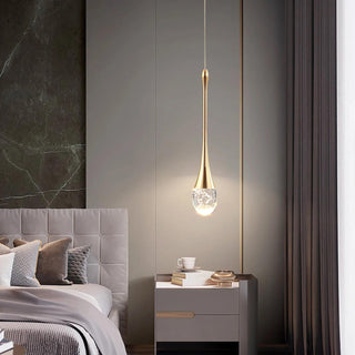 Water Drop Crystal Pendant Refined Modern Sculptural Spiral LED Fixture