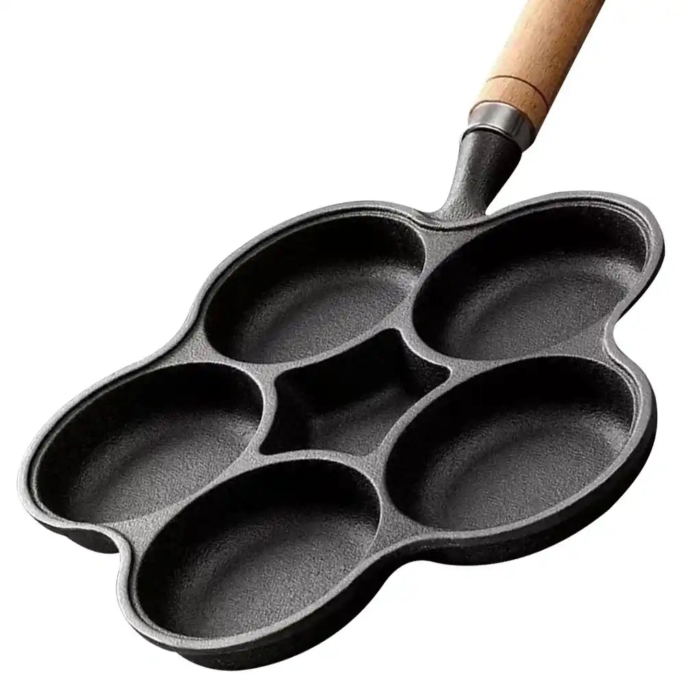 Zynella 5-Hole Cast Iron Breakfast Pan – Egg & Pancake Maker