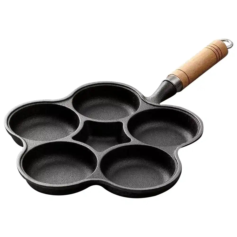 Zynella 5-Hole Cast Iron Breakfast Pan – Egg & Pancake Maker