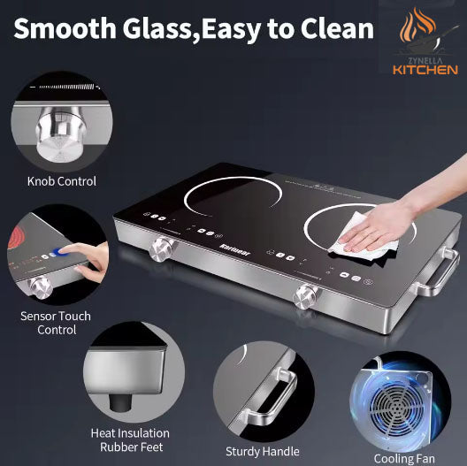 Zynella 56cm 2-Zone Plug-In Ceramic Electric Hob 3200W