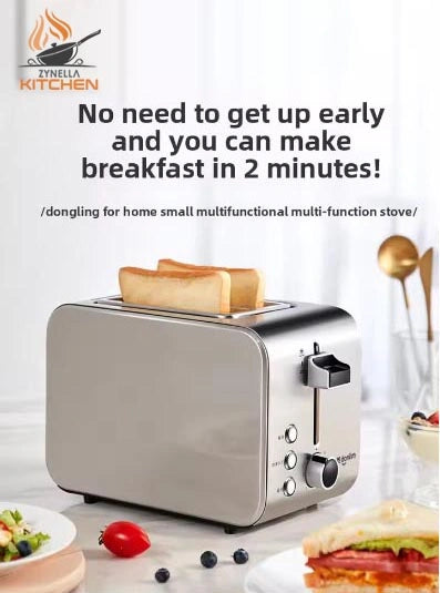 Zynella 2-in-1 Stainless Steel Breakfast Toaster – Multifunction Oven 750W