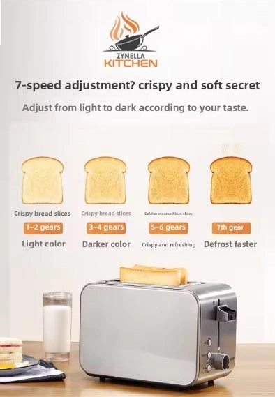 Zynella 2-in-1 Stainless Steel Breakfast Toaster – Multifunction Oven 750W