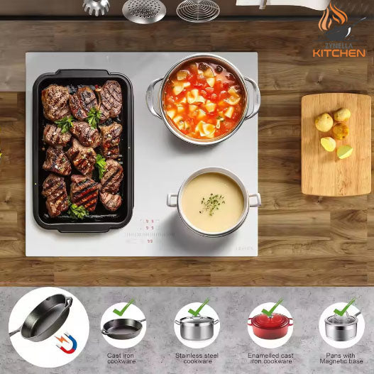 Zynella 60cm 4-Zone Plug-In Induction Hob with Grill Flex Zone