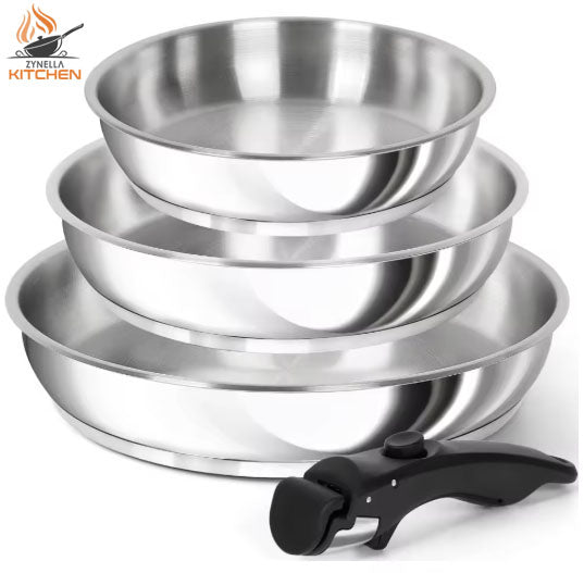 Zynella 3-Piece Stainless Steel Frying Pan Set