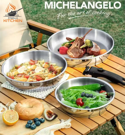 Zynella 3-Piece Stainless Steel Frying Pan Set