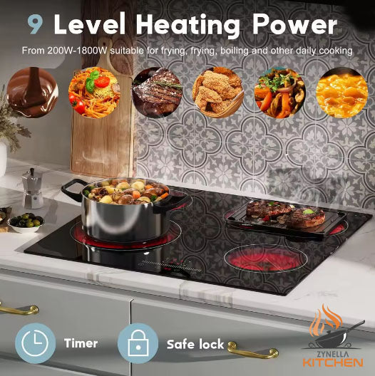 Zynella 60cm 4-Zone Built-In Ceramic Hob with Expandable Oval Zone
