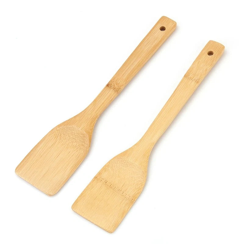 Zynella Natural Bamboo Spatula Set – 2 Piece Eco-Friendly