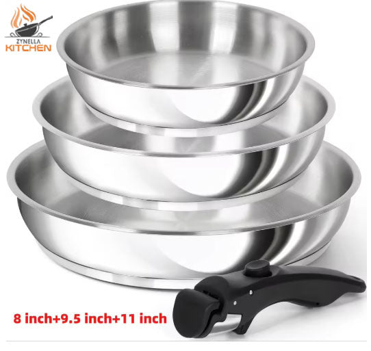 Zynella 3-Piece Stainless Steel Frying Pan Set