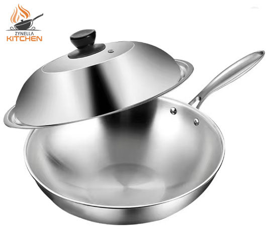 Zynella Tri-Ply Stainless Steel Wok Pan