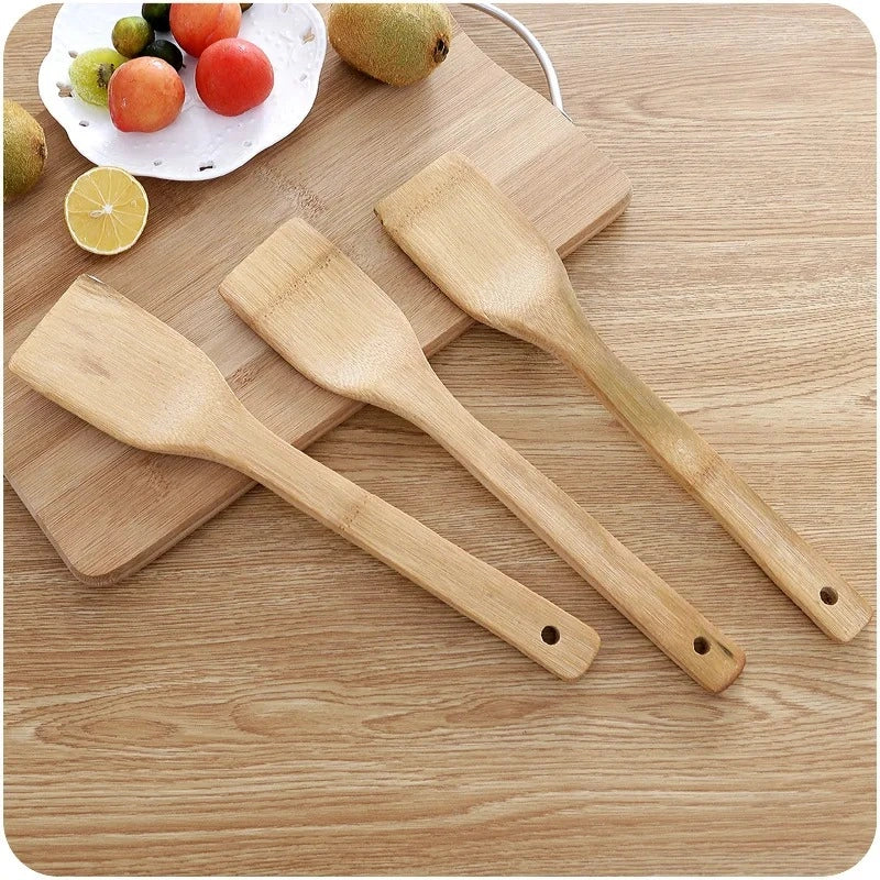 Zynella Natural Bamboo Spatula Set – 2 Piece Eco-Friendly