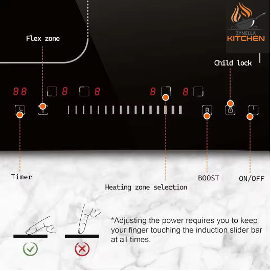 Zynella 60cm 4-Zone Induction Hob with Flex Zone & Frying Pan