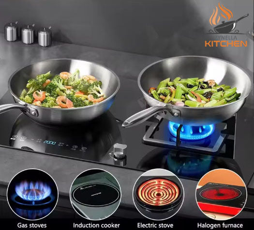 Zynella Tri-Ply Stainless Steel Wok Pan