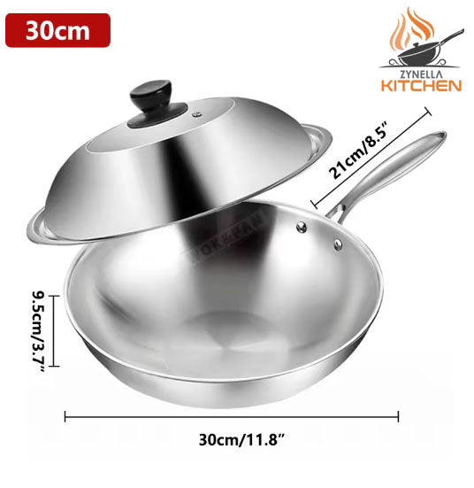 Zynella Tri-Ply Stainless Steel Wok Pan