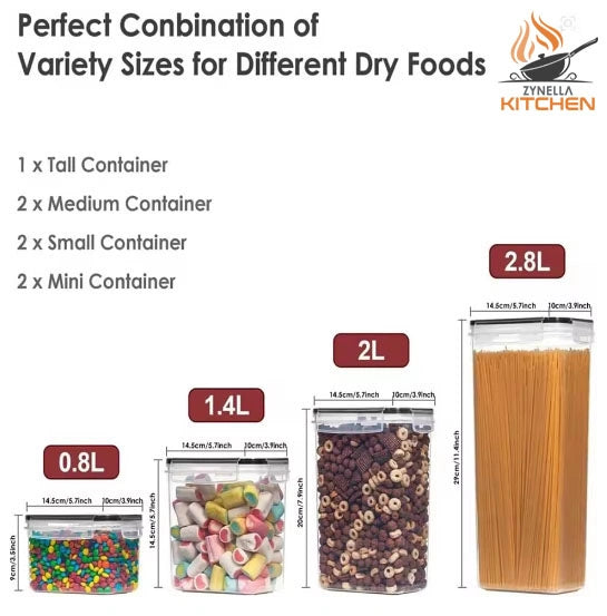 Zynella 7-Piece Kitchen Food Storage Containers Set