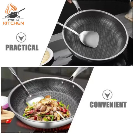 Zynella Stainless Steel Honeycomb Frying Pan