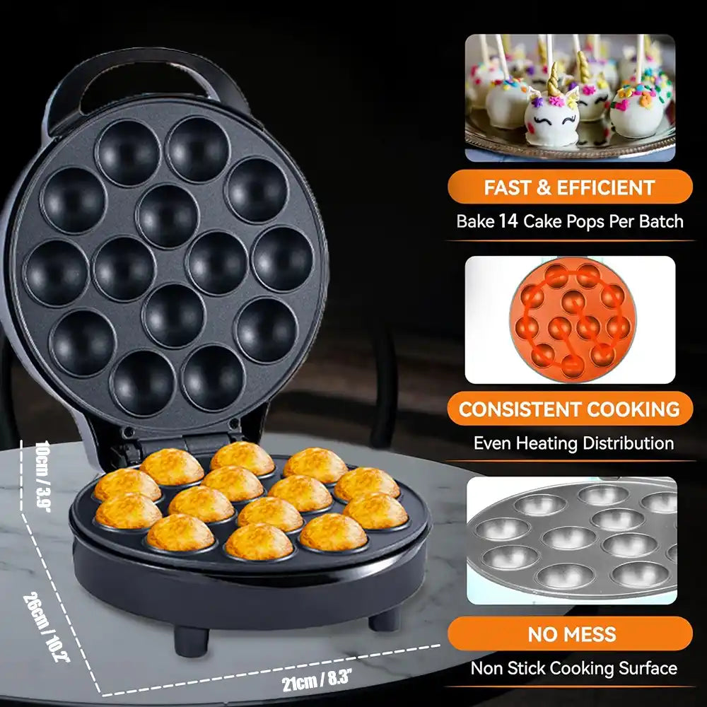 Zynella 14-Cake Pop Maker – 750W Non-Stick Electric Mini Oven